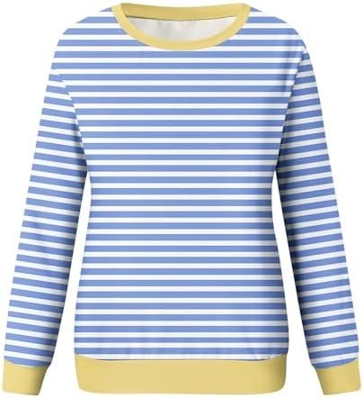 41QEi82Nr0L._AC_.jpg Generic Striped Shirt Women, Casual Crewneck Loose Soft Long Sleeve Sweatshirt Pullover Plus Size Fall Tops Loose Fit Blouses