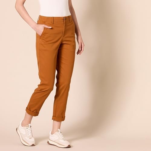 Amazon Essentials Women's High-Rise Regular-Fit Ankle-Length Tapered-Leg Khaki Pant
