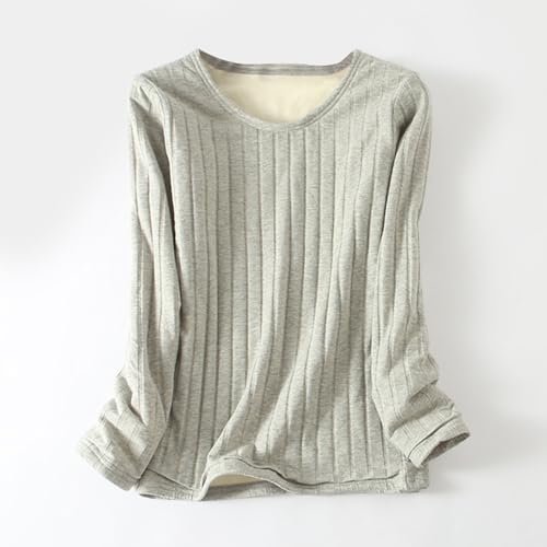 Women's Long Sleeve Thermal Pullover Winter Warm Crewneck Shirts Fleece Lined Pajamas Tops Soft Fuzzy Loungewear