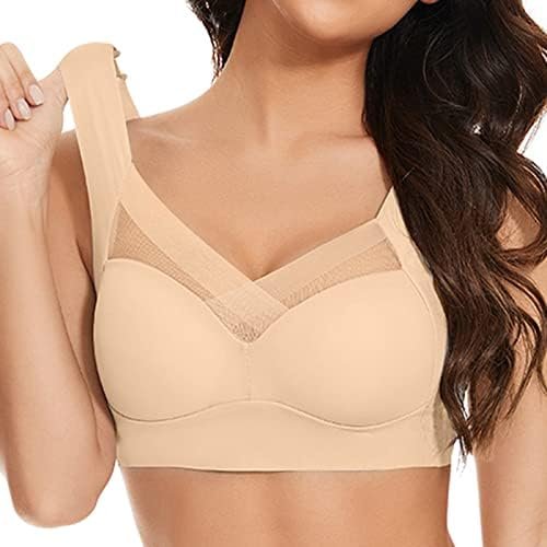 41RGC419hkL._AC_.jpg Women Comfort Lightweight Wireless Bras Posture Correcting Bra for Seniors Plus Size Full Coverage Soft Everyday Bra