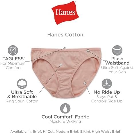 Hanes Women's High-Waisted Brief Panties, 6-Pack, Moisture-Wicking Cotton Brief Underwear (Colors May Vary)