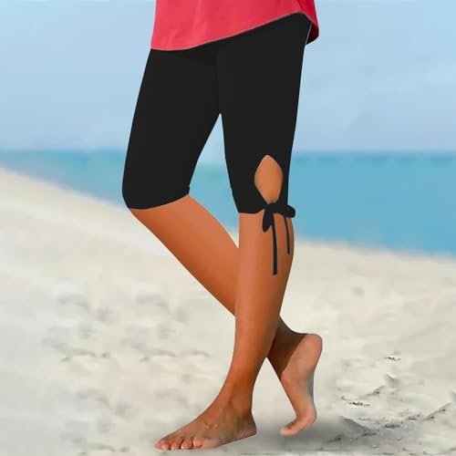 Capri Leggings for Women 2025 Tummy Control Knee Length Legging Summer Cropped Pants Casual Solid Comfy Yoga Pants