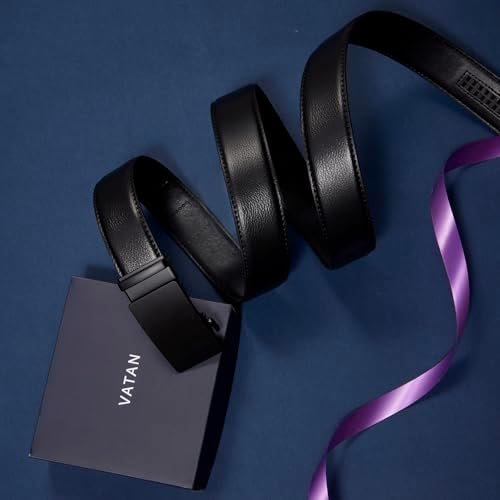 41Sm7lTh5L._AC_.jpg VATAN Men's Belt Leather Ratchet Belt for Men Dress Casual Every Day with Adjustable Buckle, Trim to Fit