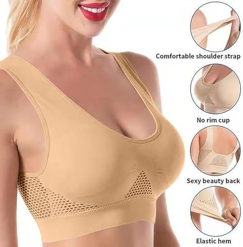 2025 New Breathable Cool Liftup Air Bra,Mesh Sports Bras for Women High Support,Plus Size Wireless Bras with Support and Lift