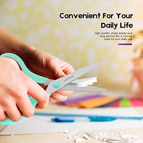 Scissors, iBayam 8" All Purpose Scissors Bulk 3-Pack, Ultra Sharp 2.5mm Thick Blade Shears Comfort-Grip for Office Desk Accessories Sewing Fabric Home Craft Teacher School Supplies, Right/Left Handed