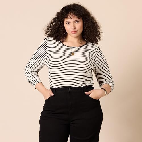 Amazon Essentials Women's Scoop Back Long Sleeve Slim-Fit Rib-Knit T-Shirt, Pack of 2