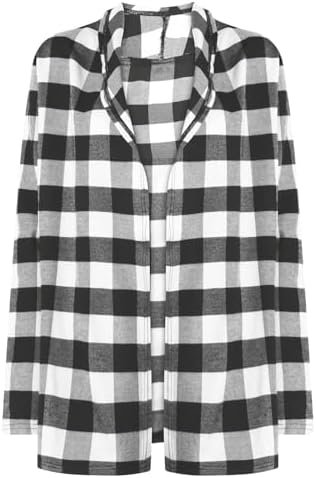 Flannel Plaid Shirt Women Trendy Plus Size Work Cardigan Long Sleeve Loose Buffalo Gingham Jacket Open Front Outfits