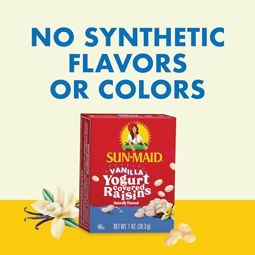 Sun-Maid Vanilla Yogurt Coated Raisins - (6 Pack) 1 oz Snack-Size Box - Yogurt Covered Dried Fruit for Lunches and Back To School Snacks