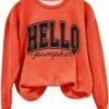 Generic Halloween Sweatshirts for Women Casual Crewneck Pullover Long Sleeve Shirt Hello Pumpkin Print Loose Fit Fall Clothes