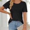 ATHMILE Womens T Shirts Short Sleeve Summer Tops Pleated Dressy Casual Blouses Spring Clothes Beach Vacation 2025