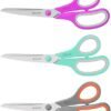 Scissors, iBayam 8" All Purpose Scissors Bulk 3-Pack, Ultra Sharp 2.5mm Thick Blade Shears Comfort-Grip for Office Desk Accessories Sewing Fabric Home Craft Teacher School Supplies, Right/Left Handed