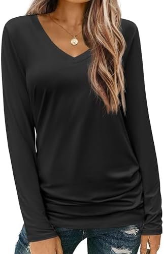 41VTQjEm48L._AC_.jpg Zeagoo Womens T Shirts Long Sleeve V Neck Basic Tee Casual Loose Fit Soft Fall Tops Outfits 2025 S-XXL