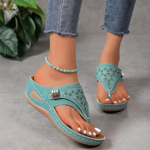 41WFsXRt0cL._AC_.jpg Orthopedic Sandals for Women - Arch Support Wedge Flip Flops, Summer 2025 Comfortable Dressy Casual Beach Slippers