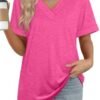 41WKzzbgX5L._AC_.jpg WIHOLL Womens Summer Tops Short Sleeve Basic Casual V Neck T Shirts Trendy Fashion 2025