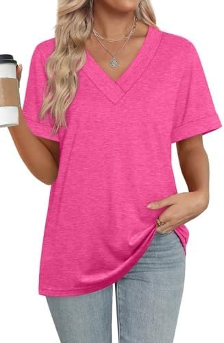 41WKzzbgX5L._AC_.jpg WIHOLL Womens Summer Tops Short Sleeve Basic Casual V Neck T Shirts Trendy Fashion 2025