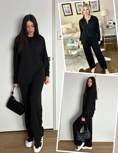 Ekouaer Lounge Sets for Women 2 Piece Outfits 2024 Long Sleeve Top with Pants Sweatsuit Tracksuit S-XXL