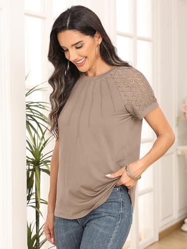 AUTOMET Womens Summer Tops Spring Shirts Trendy Vacation Outfits Short Sleeve Business Tshirts Fashion Casual Blouses