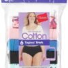Hanes Women's High-Waisted Brief Panties, 6-Pack, Moisture-Wicking Cotton Brief Underwear (Colors May Vary)