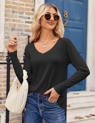 41Xof1ANRcL._AC_.jpg Zeagoo Womens T Shirts Long Sleeve V Neck Basic Tee Casual Loose Fit Soft Fall Tops Outfits 2025 S-XXL
