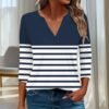 3/4 Length Sleeve Womens Tops Henley Shirts for Women V Neck Summer Trendy Work Clothes Ladies Fashion Outfits S-3XL