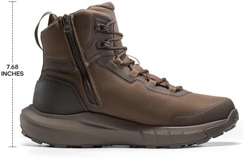 NORTIV 8 Men's Tactical Hiking Boot Lightweight Cushion Sole Boots for Work All Day Side Zipper Motorcycle Combat Military Boot Arch Support 8 Inches Terrascope