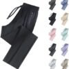 Stretchy Pants for Women 2025 Unisex Trendy Elastic Soild Color Quick Drying Pants Breathable Trousers with Pockets