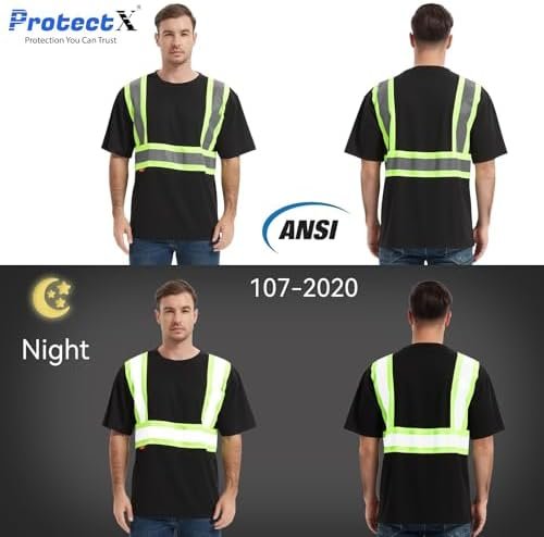 ProtectX High Visibility Short Sleeve Shirts Reflective Hi Vis Safety Shirts for Men and Women Shirts for Construction 1 Pack