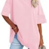 2025 Womens Oversized T Shirts Loose Fit Basic Tees Crewneck Short Sleeve Tops Summer Casual Tunic