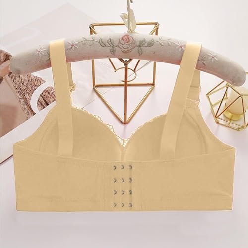 Daisy Bras for Older Women Front Closure Convenient Everyday Bras Mid Buttons Comfortable No Underwire Gathering Bras