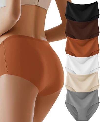 41YX0bp0SiL._AC_.jpg Womens Underwear Full Coverage No Show High Waisted Seamless Ladies Panties 6 Pack