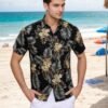 Mens Hawaiian Shirts Tops Short Sleeve Floral Button Down Beach Shirt Vintage Tropical Palm Summer Lightweight Blouses Male