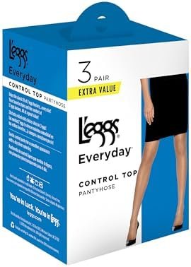 L'eggs Everyday Control Top Sheer Toe Pantyhose for All Day Comfort, 100% Nylon