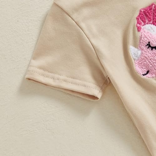 Toddler Baby Girl Summer Clothes Embroidered Letter Graphic Short Sleeve T-Shirt Shirts + Elastic Shorts Set