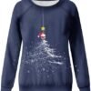 Womens Christmas Tree Graphic Sweatshirts Plus Size Crewneck Long Sleeve Pullover Casual Cute Funny Xmas Holiday Tops