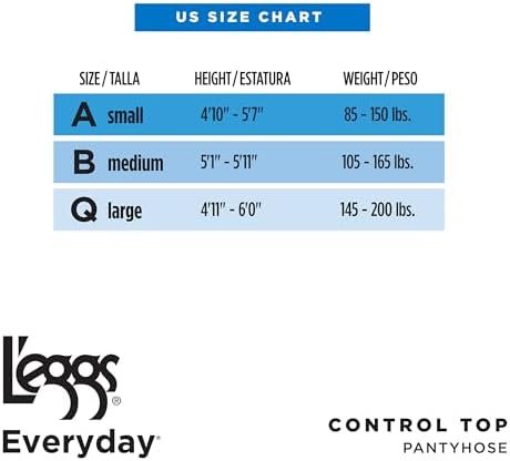 L'eggs Everyday Control Top Sheer Toe Pantyhose for All Day Comfort, 100% Nylon
