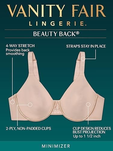 41bUlZU4ERL._AC_.jpg Vanity Fair Women's Beauty Back Smoothing Minimizer Bra, Minimizes Bust Line up to 1.5", Non Padded Cups up to H