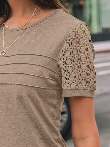 AUTOMET Women's Short Sleeve Shirts Dressy Lace Summer Tops 2025 Spring Trendy Casual T-Shirts Cute Work Outfits Blouses