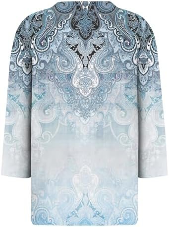 41c6BdnNNYL._AC_.jpg 3/4 Sleeve Cotton Tops for Womens Dressy Shirts Crewneck Tops,Women Tunic Casual Loose Fit Shirt Floral Print Blouse