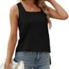 XIEERDUO Summer Tank Tops for Women Square Neck Loose Fit Casual Fashion Flowy Sleeveless