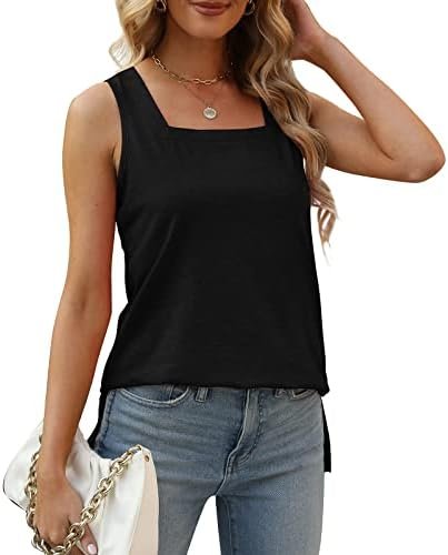 XIEERDUO Summer Tank Tops for Women Square Neck Loose Fit Casual Fashion Flowy Sleeveless