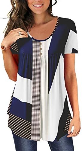 41c8bJASprL._AC_.jpg BeadChica Women's Tunic Tops For Leggings Short Sleeve Shirts Botton Up Casual Ruched Blouses Clothes