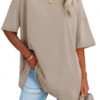 41d5QiLbWCL._AC_.jpg Ebifin Womens Oversized Tshirts V Neck Tee Shirts Half Sleeve Loose Fit T Shirt Cotton Tunic Tops 2025