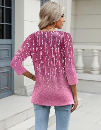 41ehqXIUR5L._AC_.jpg Zeagoo 3/4 Length Sleeve Womens Tops Casual V Neck Shirts Soft Basic Tees Business Work Blouses