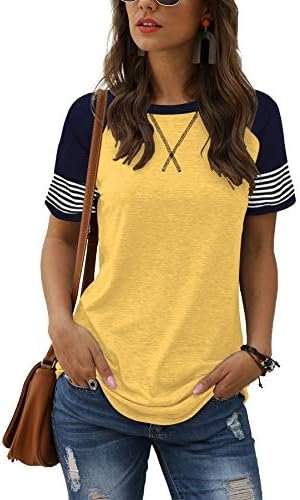 Adibosy Women Summer Casual Shirts: Short Sleeve Striped Tunic Tops - Womens Crew Neck Tee Tshirt Blouses