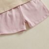 Toddler Baby Girl Summer Clothes Embroidered Letter Graphic Short Sleeve T-Shirt Shirts + Elastic Shorts Set