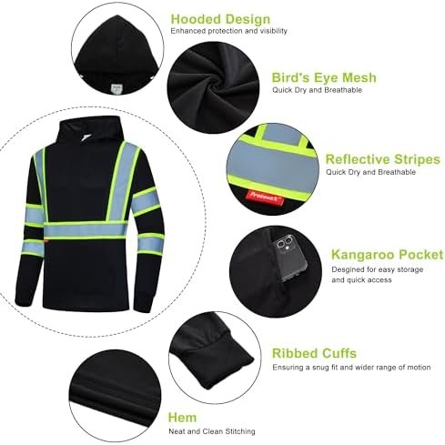 41f8CLrp0EL._AC_.jpg ProtectX Men's High Visibility Heavy Duty Long Sleeve Reflective Safety T-Shirts for Construction, Class 2-3 Type R