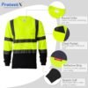 ProtectX Men's High Visibility Heavy Duty Long Sleeve Reflective Safety T-Shirts for Construction, Class 2-3 Type R