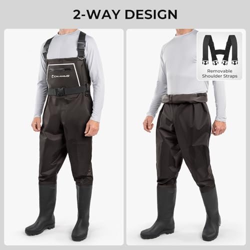 Calamus WaveWalker Fishing Waders for Men & Women, 100% Waterproof PVC Waders with Slip-Resistant Boots, Tear-Resistant Nylon