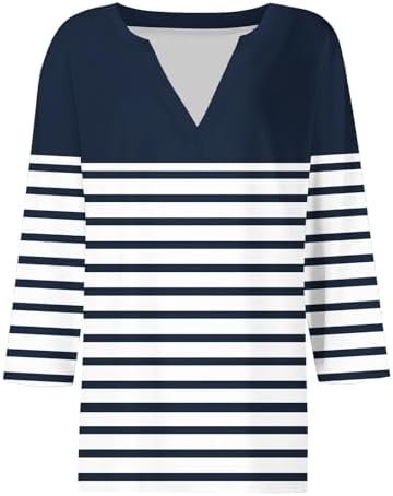 3/4 Length Sleeve Womens Tops Henley Shirts for Women V Neck Summer Trendy Work Clothes Ladies Fashion Outfits S-3XL