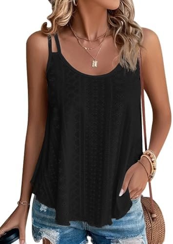 ATHMILE Women's Tank Tops Sleeveless Summer Top Spaghetti Strap Spring Shirt Loose Fit Beach Vacation 2025 Casual